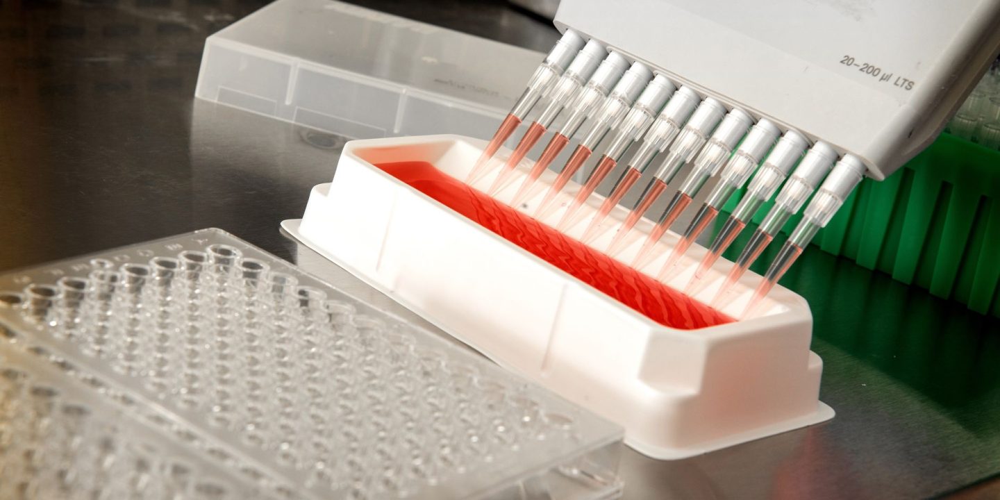 Naukowiec wykonujący eksperyment w laboratorium biologii molekularnej